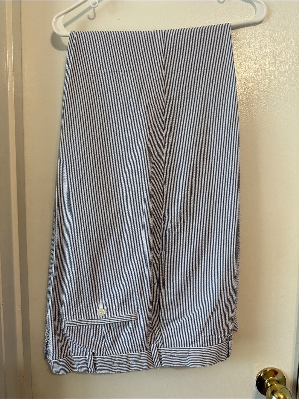 Seersucker Blue & White Striped 100% cotton pants by Brooks Brothers, size 42/30